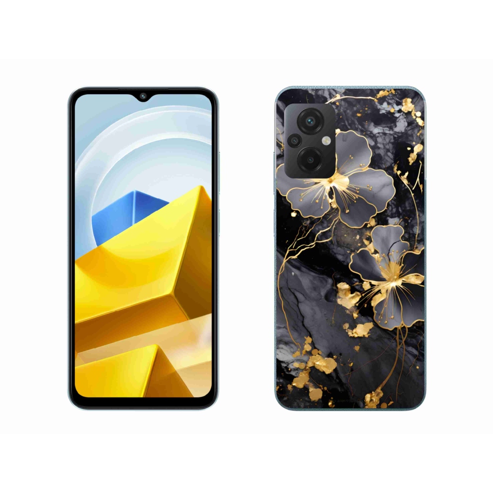 Gélový kryt mmCase na Xiaomi Poco M5 4G - zlaté kvety