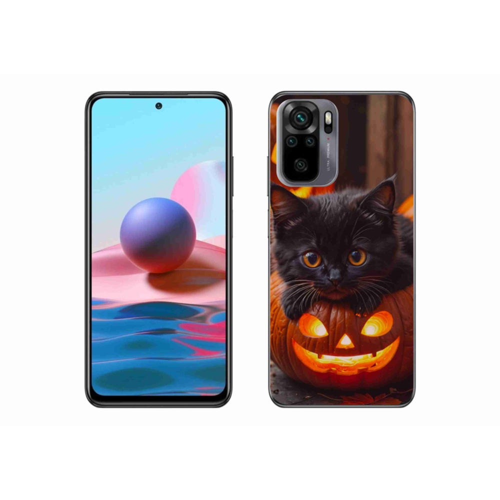 Gélový kryt mmCase na Xiaomi Poco M5s - mačiatko a tekvica