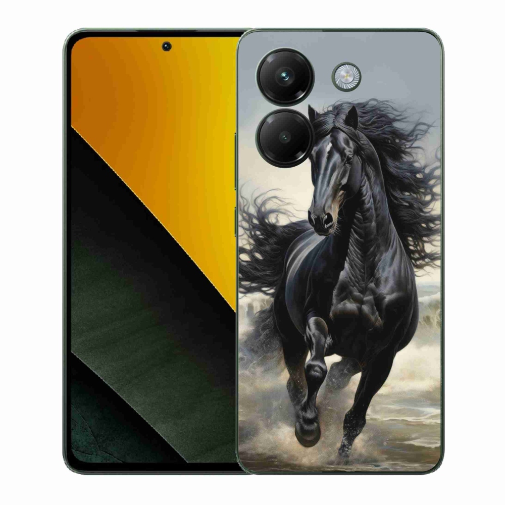 Gélový kryt mmCase na Xiaomi Poco M7 Pro 5G - bežiaci čierny kôň