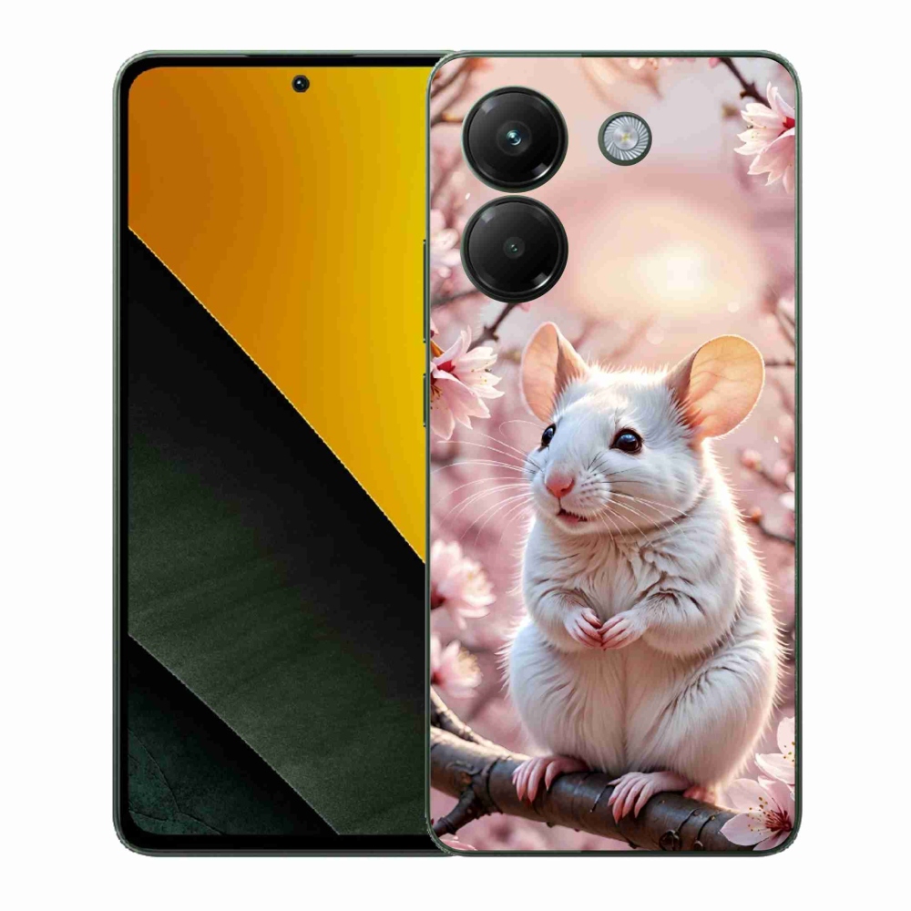Gélový kryt mmCase na Xiaomi Poco M7 Pro 5G - biela myš na vetve