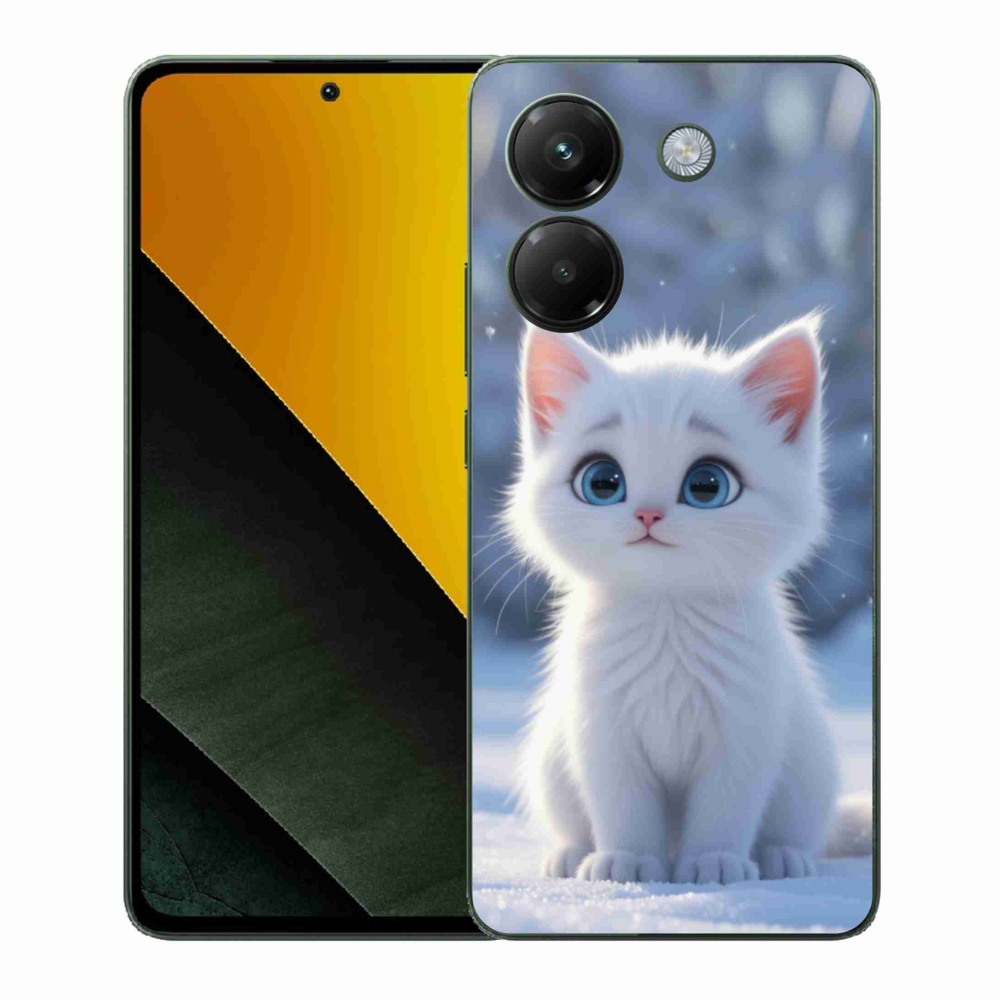 Gélový kryt mmCase na Xiaomi Poco M7 Pro 5G - biele mačiatko 3