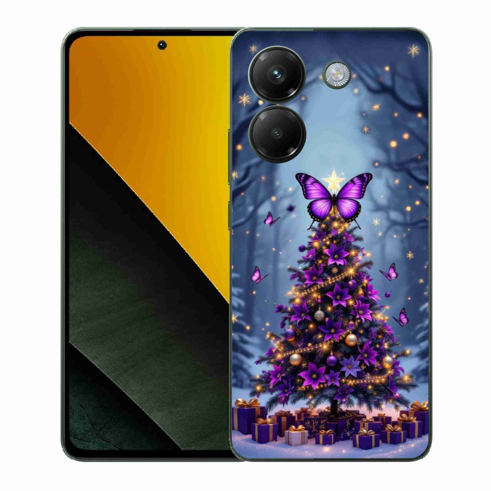 Gélový kryt mmCase na Xiaomi Poco M7 Pro 5G - motýlí vianočný stromček