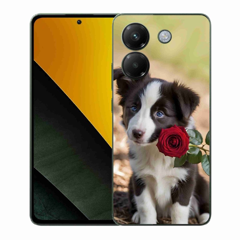 Gélový kryt mmCase na Xiaomi Poco M7 Pro 5G - roztomilá border kólia s ružou