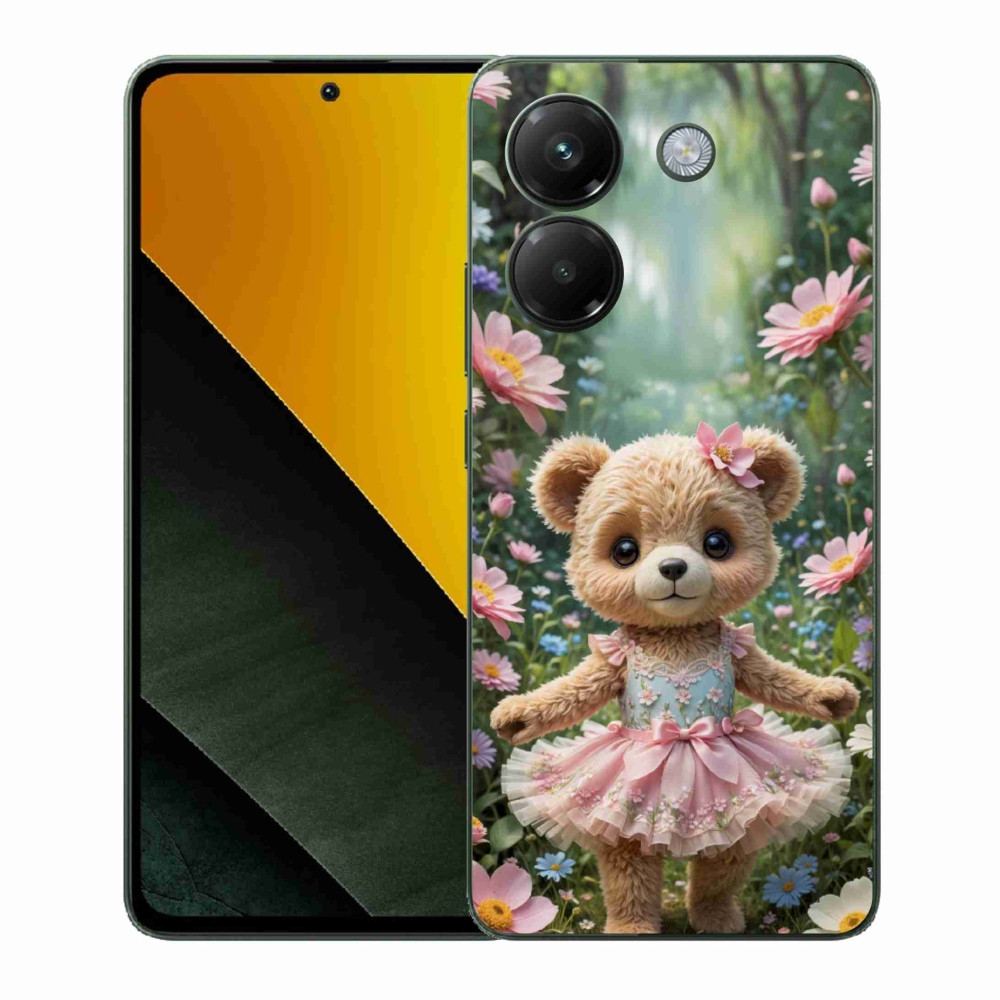 Gélový kryt mmCase na Xiaomi Poco M7 Pro 5G - roztomilý medvedík v kvetoch