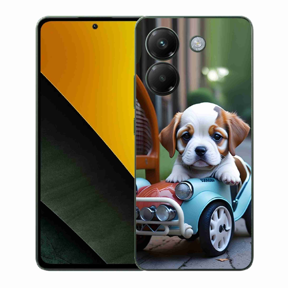 Gélový kryt mmCase na Xiaomi Poco M7 Pro 5G - šteňa v retro aute