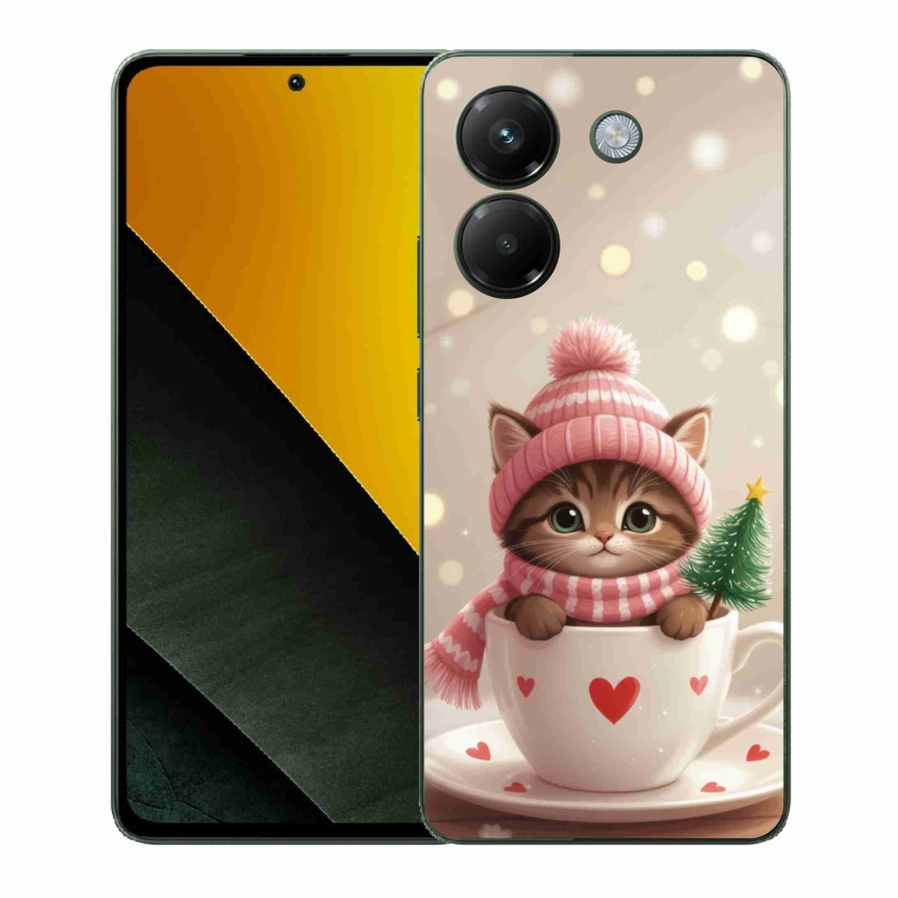 Gélový kryt mmCase na Xiaomi Poco M7 Pro 5G - vianočné mačiatko v hrnčeku