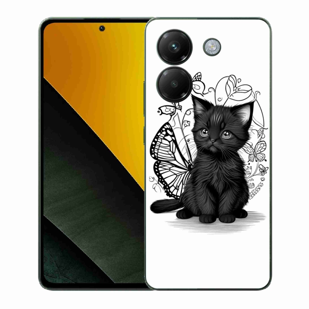Gélový kryt mmCase na Xiaomi Poco M7 Pro - čierne mačiatko