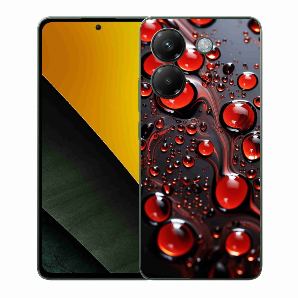 Gélový kryt mmCase na Xiaomi Poco M7 Pro - červené kvapky 2