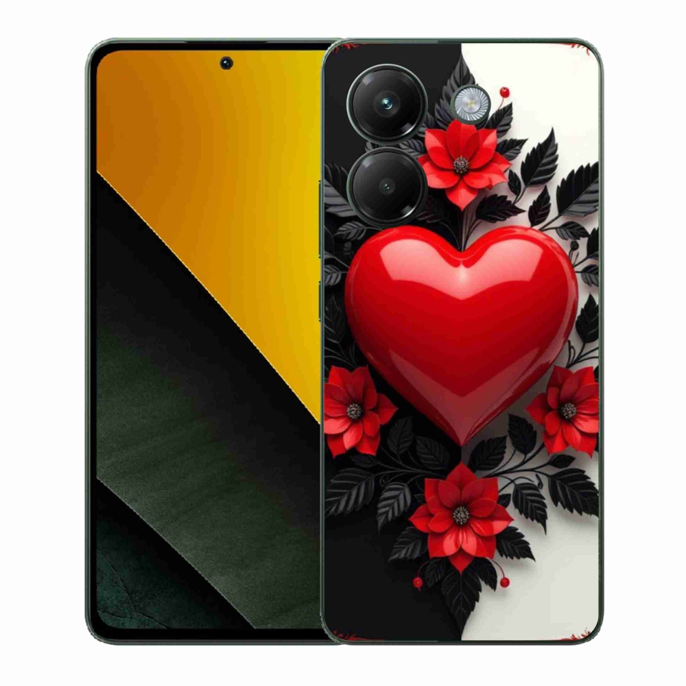 Gélový kryt mmCase na Xiaomi Poco M7 Pro - červené srdce