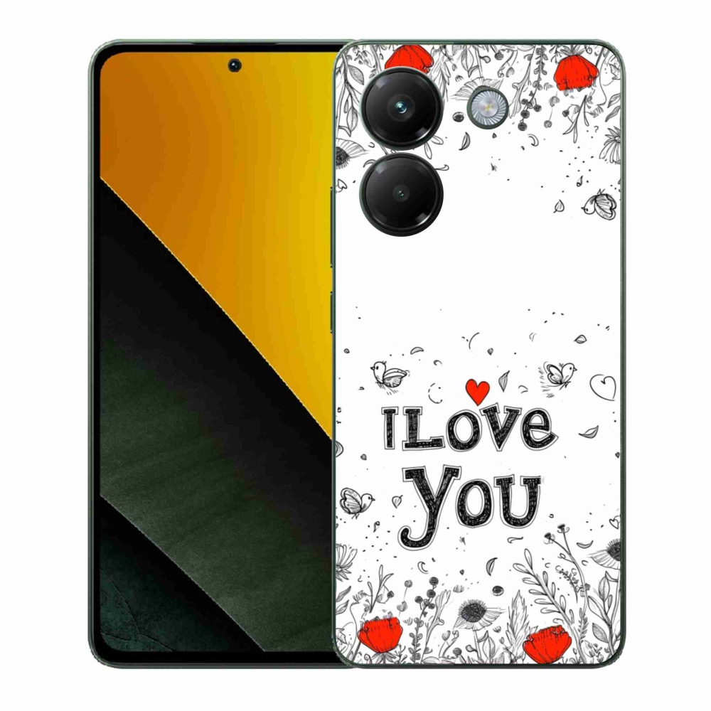 Gélový kryt mmCase na Xiaomi Poco M7 Pro - I love you biele pozadie