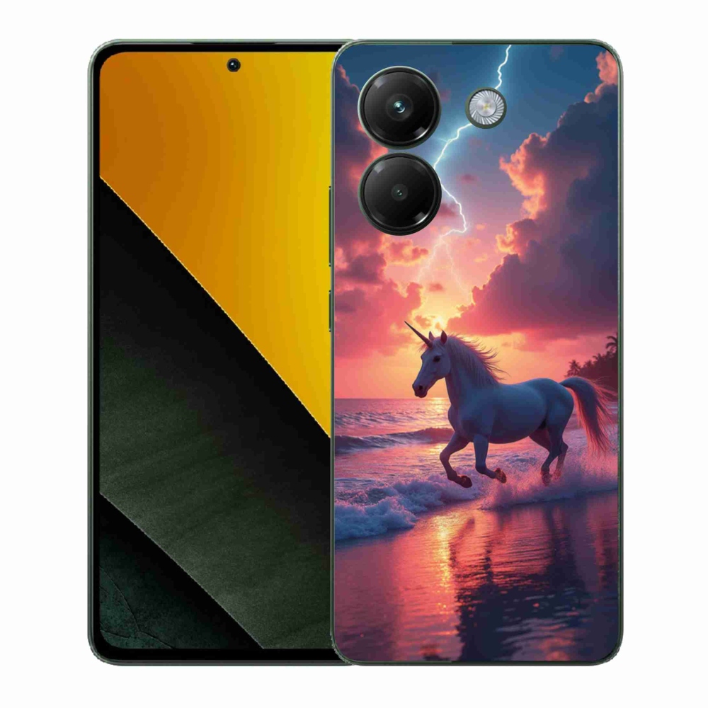 Gélový kryt mmCase na Xiaomi Poco M7 Pro - jednorožec na pláži