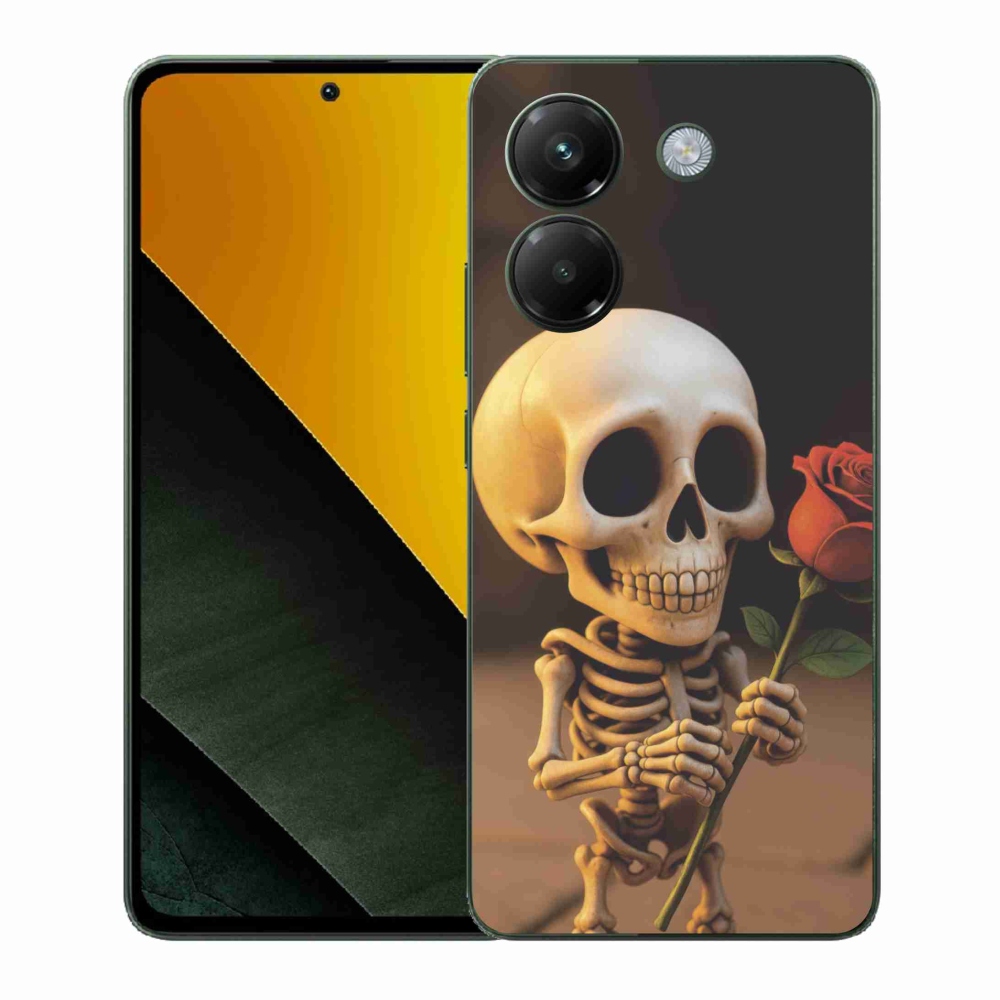 Gélový kryt mmCase na Xiaomi Poco M7 Pro - kostlivec s ružou