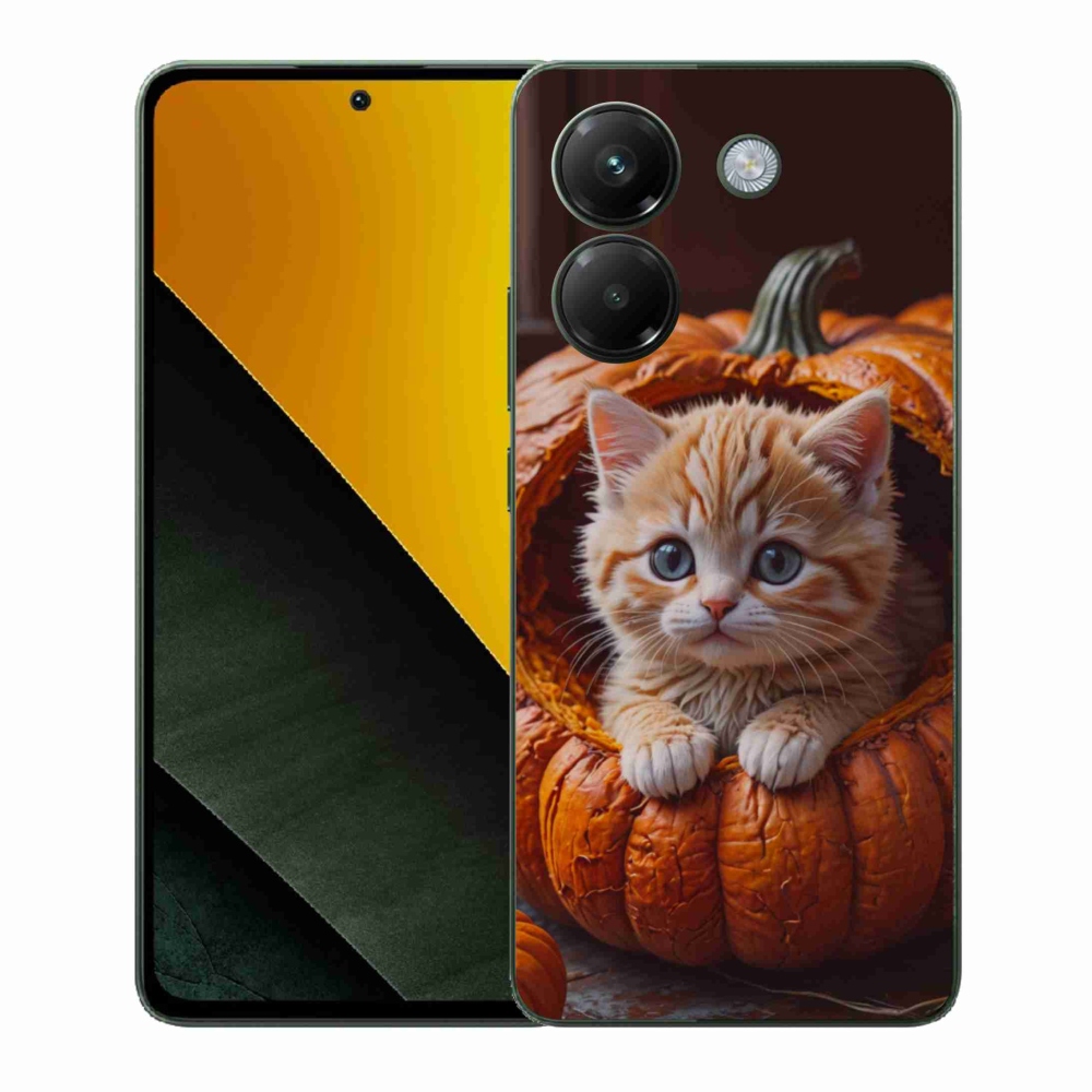 Gélový kryt mmCase na Xiaomi Poco M7 Pro - mačiatko a tekvica 2