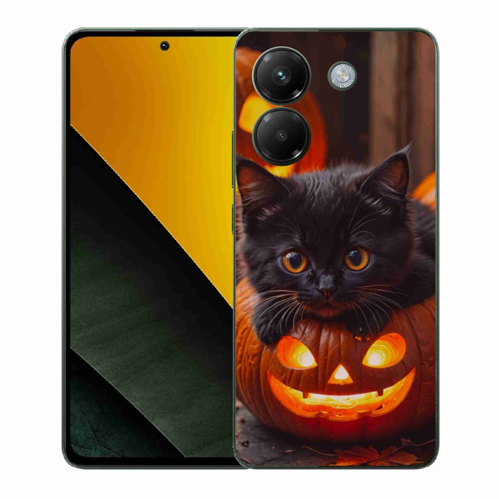 Gélový kryt mmCase na Xiaomi Poco M7 Pro - mačiatko a tekvica