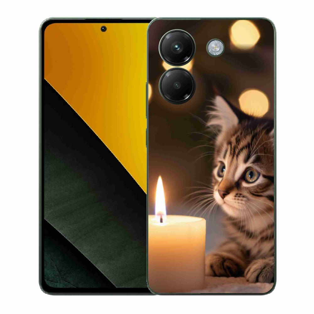 Gélový kryt mmCase na Xiaomi Poco M7 Pro - mačiatko a sviečka