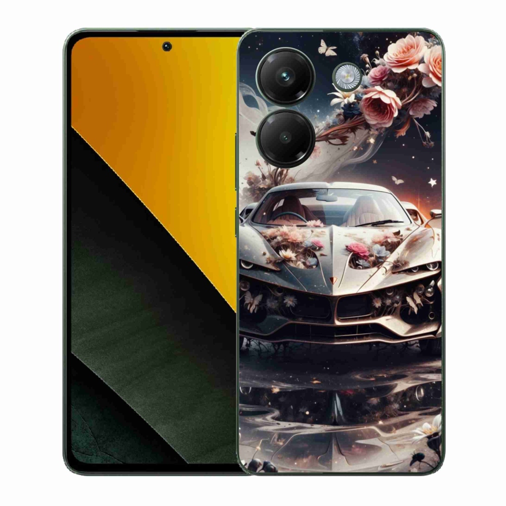 Gélový kryt mmCase na Xiaomi Poco M7 Pro - kvetinový športový automobil