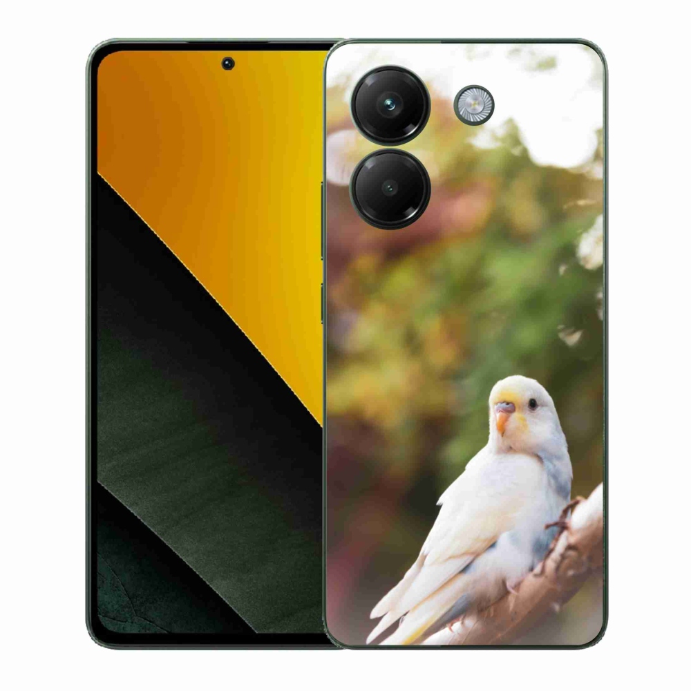 Gélový kryt mmCase na Xiaomi Poco M7 Pro - papagáj andulka biela