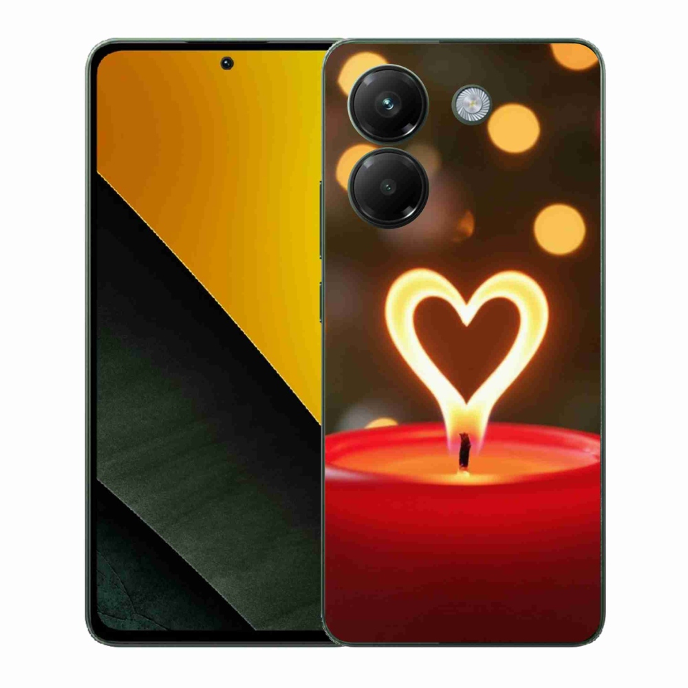 Gélový kryt mmCase na Xiaomi Poco M7 Pro - srdce z plameňa