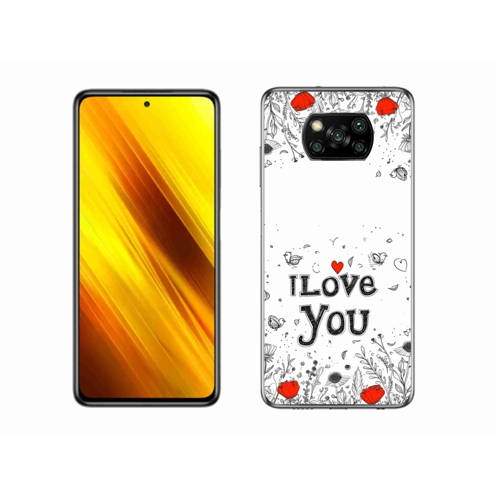 Gélový kryt mmCase na Xiaomi Poco X3 - I love you biele pozadie