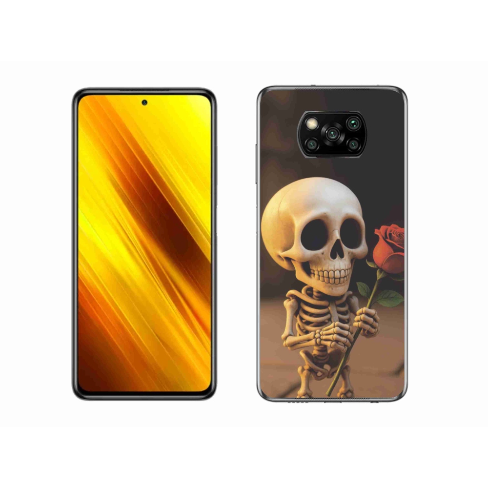 Gélový kryt mmCase na Xiaomi Poco X3 - kostlivec s ružou