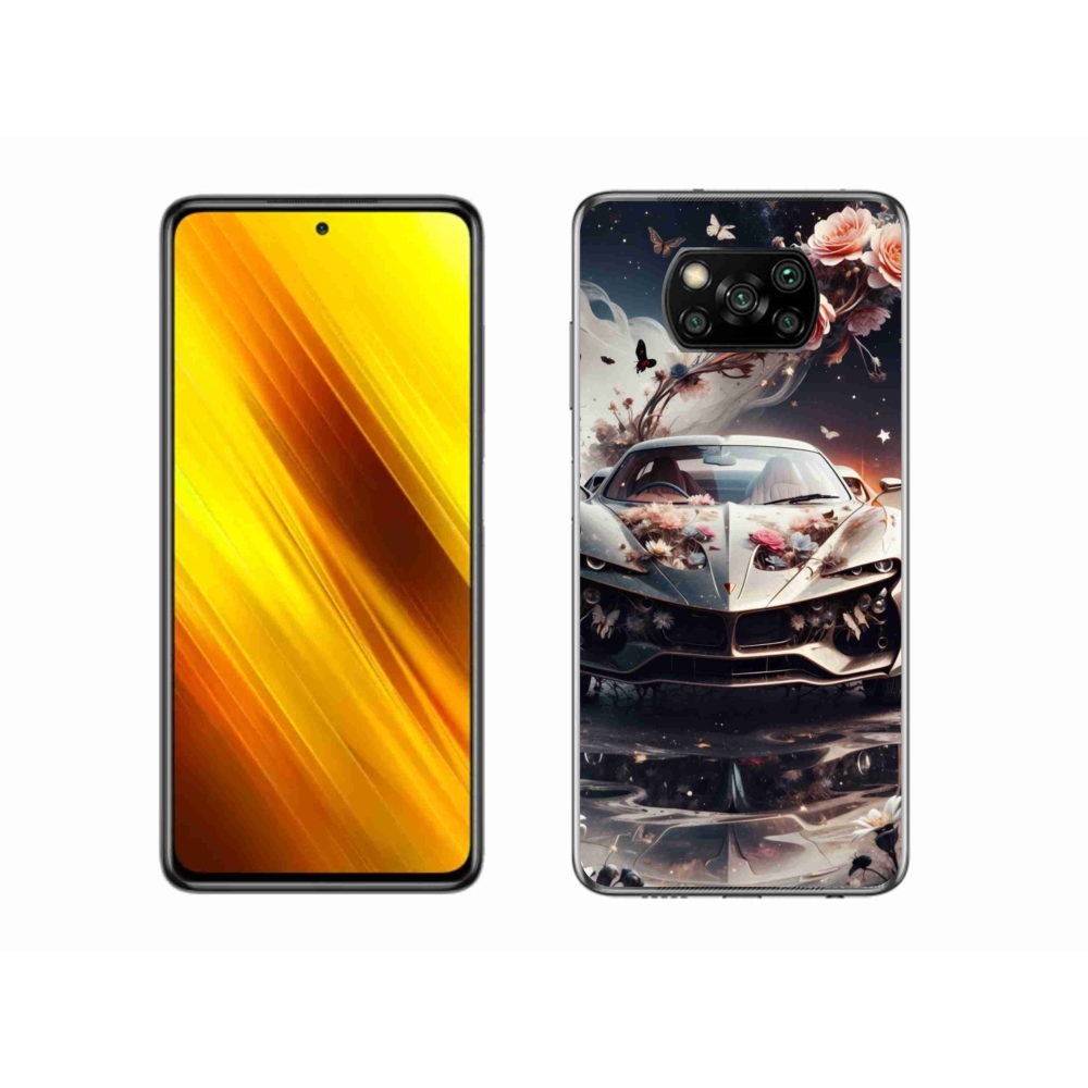 Gélový kryt mmCase na Xiaomi Poco X3 - kvetinový športový automobil
