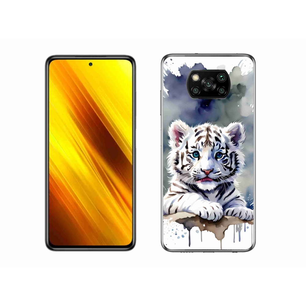 Gélový kryt mmCase na Xiaomi Poco X3 - mláďa bieleho tigra