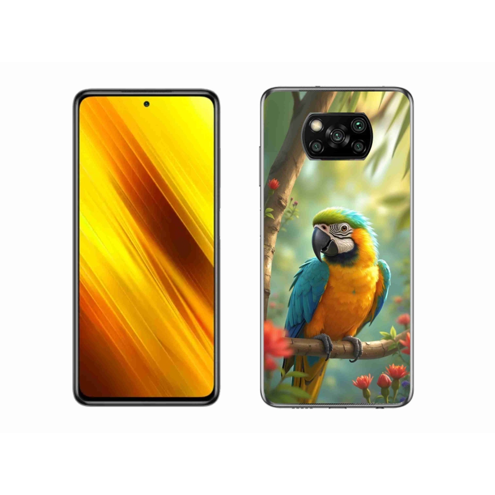 Gélový kryt mmCase na Xiaomi Poco X3 - papagáj ara modrožltá