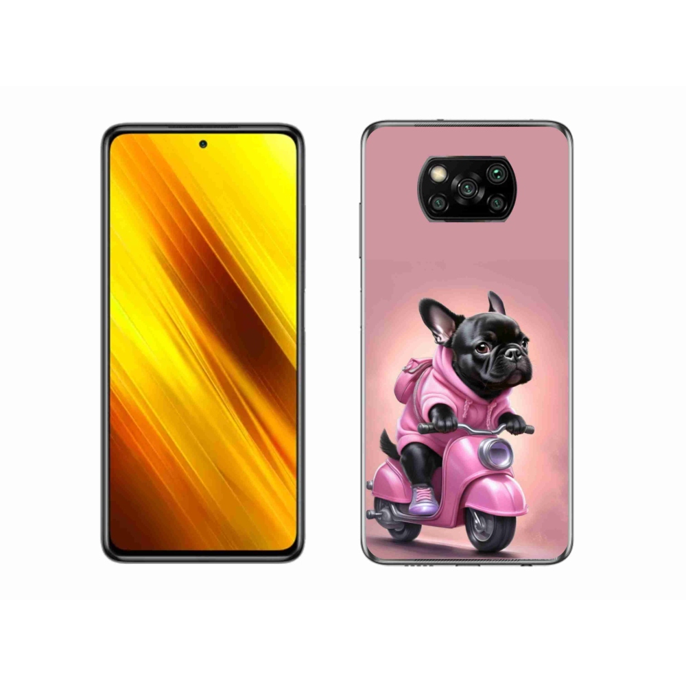 Gélový kryt mmCase na Xiaomi Poco X3 Pro - francúzsky buldoček na skútri