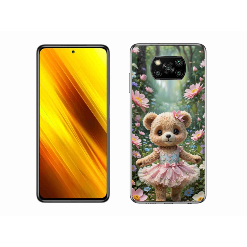 Gélový kryt mmCase na Xiaomi Poco X3 Pro - roztomilý medvedík v kvetoch