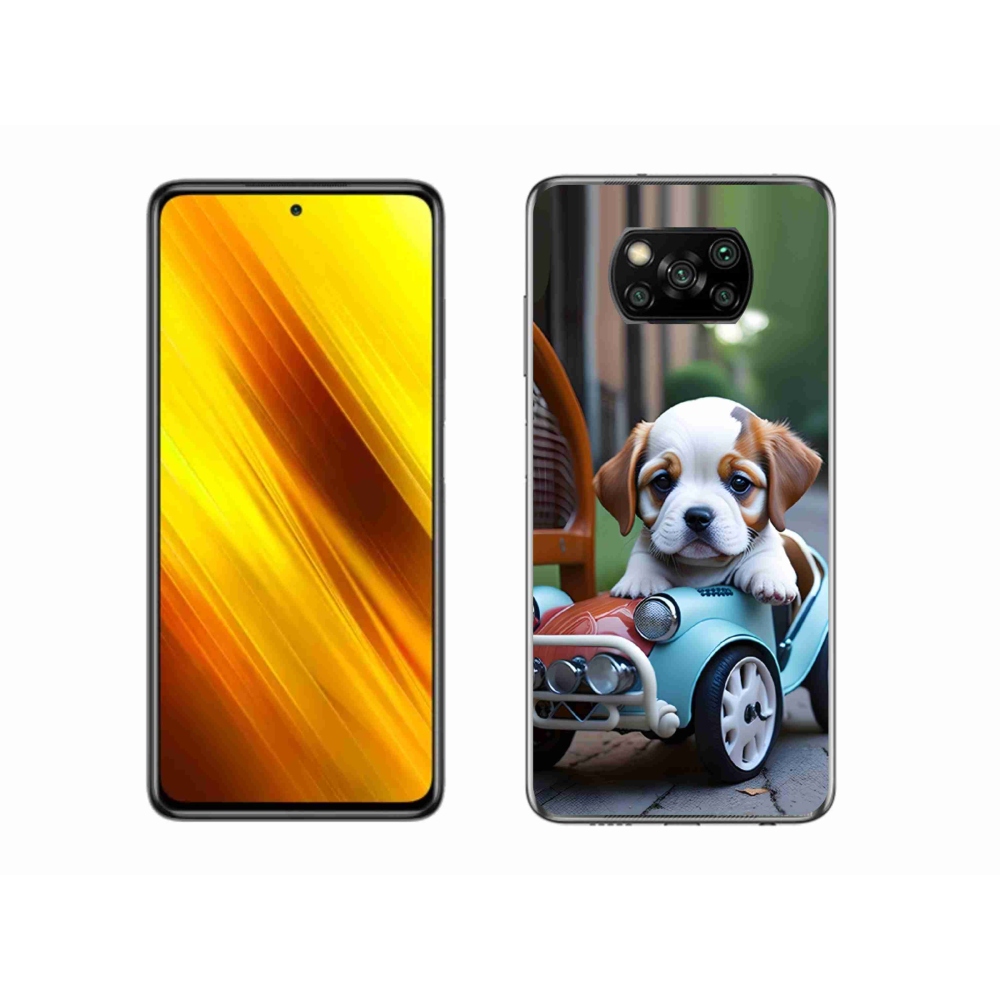 Gélový kryt mmCase na Xiaomi Poco X3 - šteňa v retro aute
