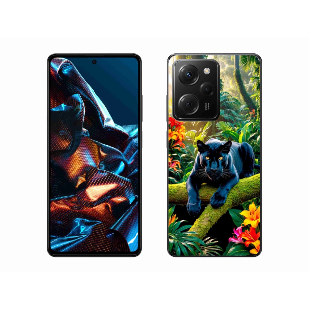 Gélový kryt mmCase na Xiaomi Poco X5 Pro 5G - čierny panter v džungli