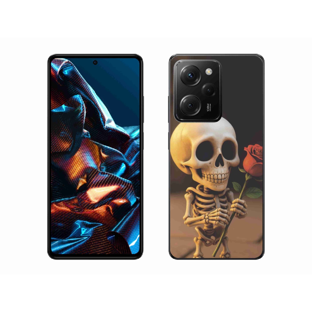 Gélový kryt mmCase na Xiaomi Poco X5 Pro 5G - kostlivec s ružou