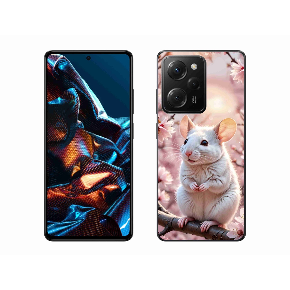 Gélový kryt mmCase na Xiaomi Poco X5 Pro - biela myš na vetve