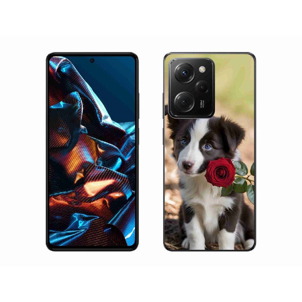Gélový kryt mmCase na Xiaomi Poco X5 Pro - roztomilá border kólia s ružou