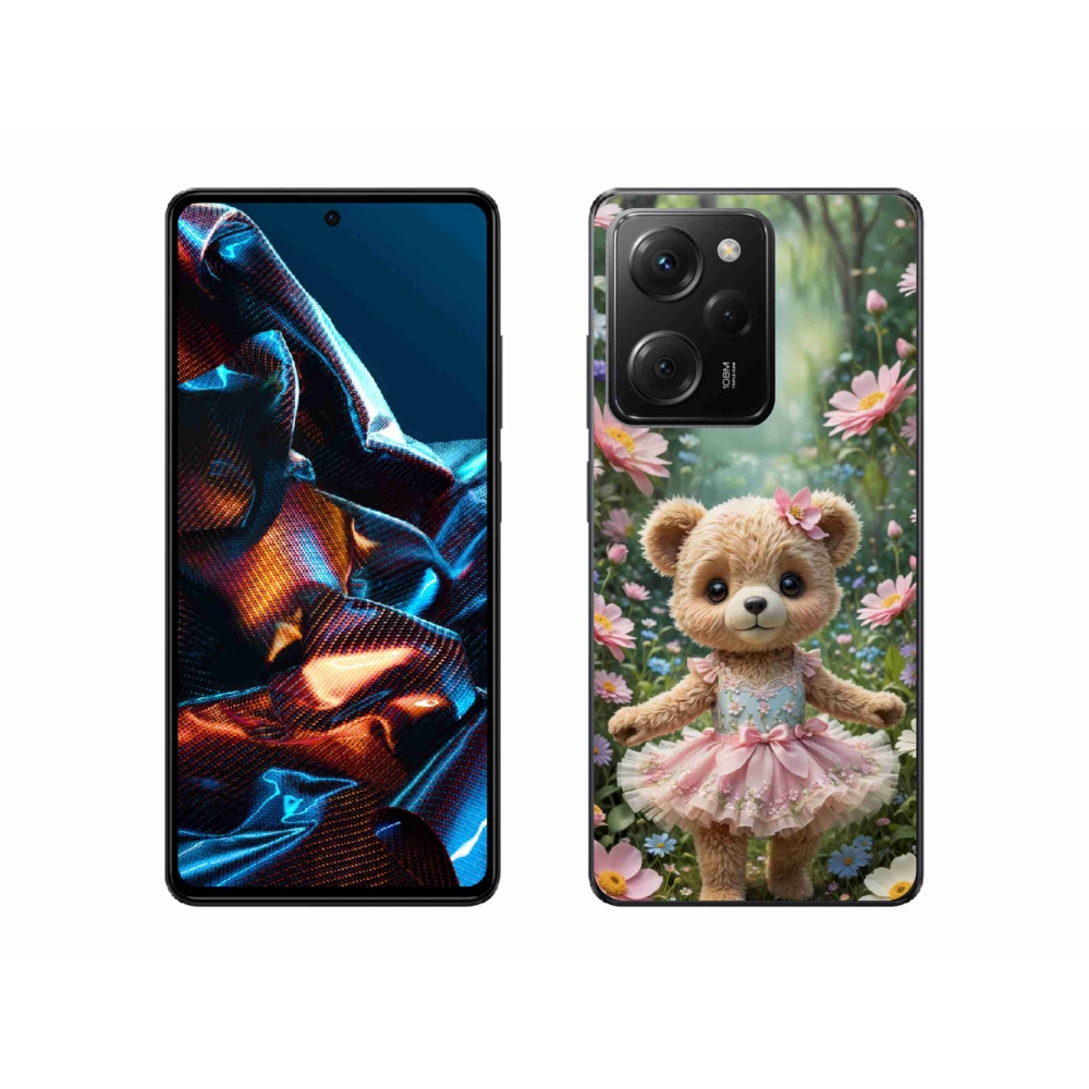 Gélový kryt mmCase na Xiaomi Poco X5 Pro - roztomilý medvedík v kvetoch