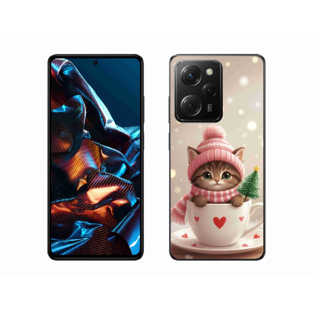 Gélový kryt mmCase na Xiaomi Poco X5 Pro - vianočné mačiatko v hrnčeku