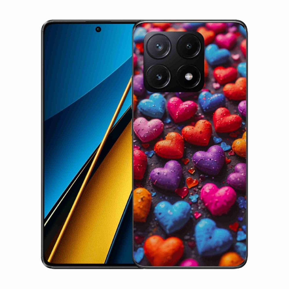 Gélový kryt mmCase na Xiaomi Poco X6 Pro 5G - farebné srdcia