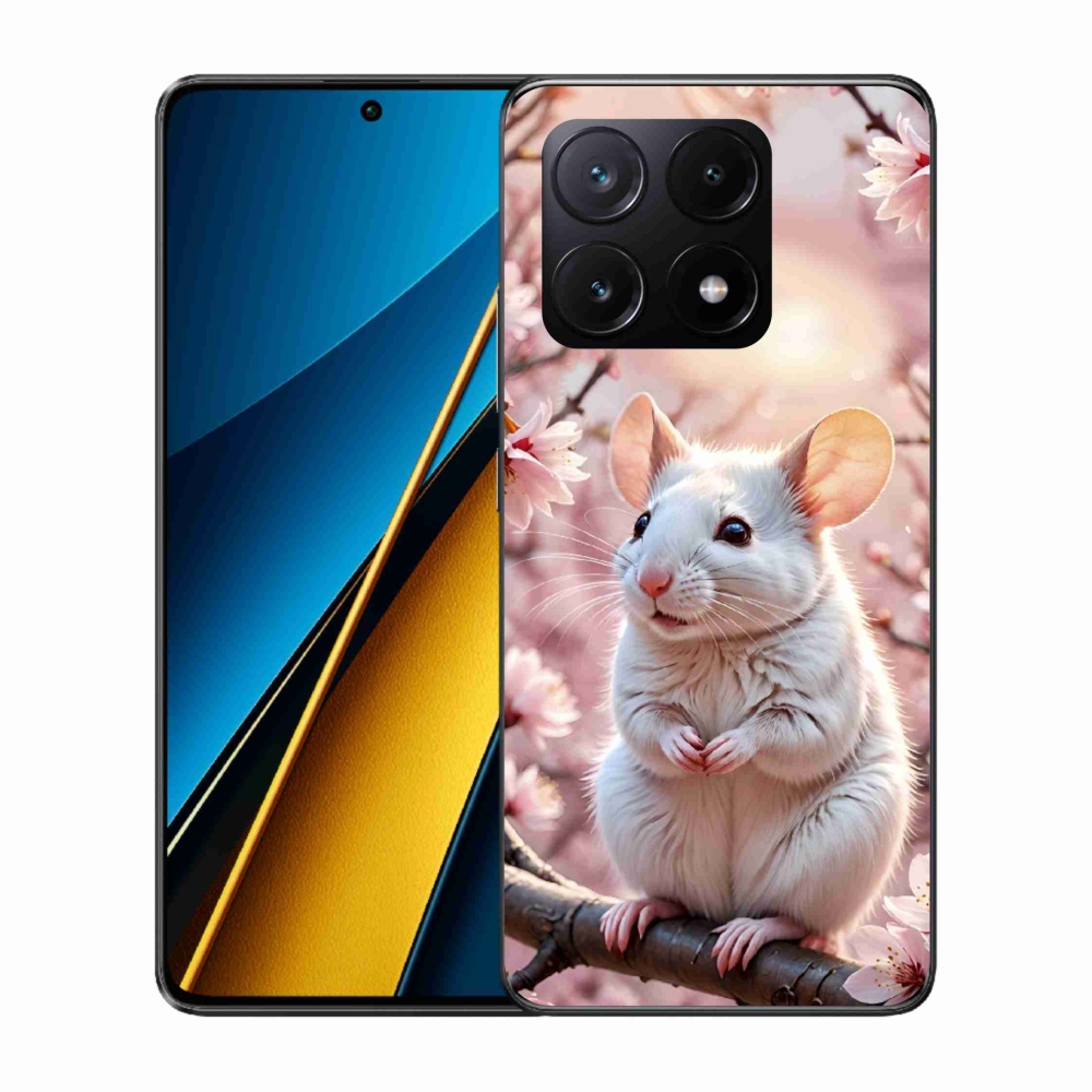 Gélový kryt mmCase na Xiaomi Poco X6 Pro 5G - biela myš na vetve