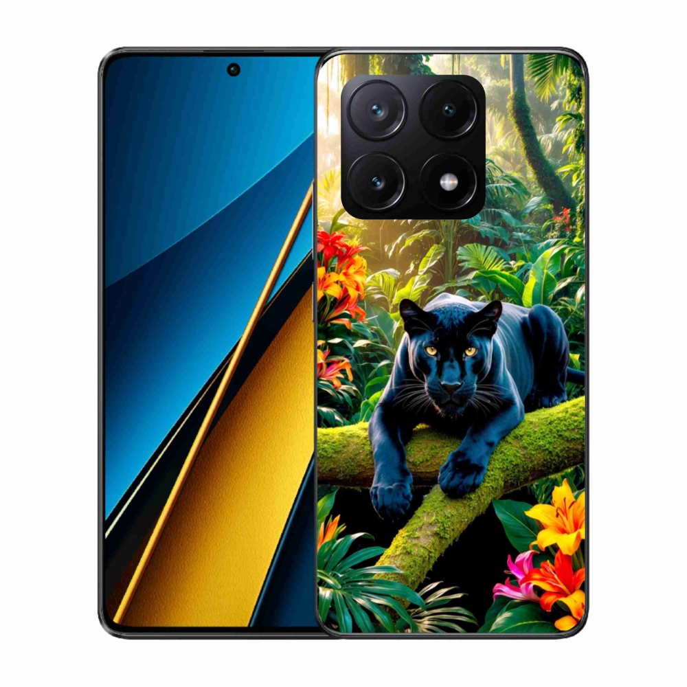 Gélový kryt mmCase na Xiaomi Poco X6 Pro 5G - čierny panter v džungli