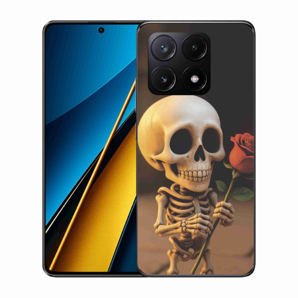 Gélový kryt mmCase na Xiaomi Poco X6 Pro 5G - kostlivec s ružou