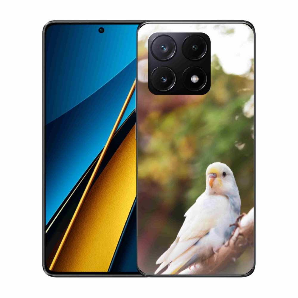 Gélový kryt mmCase na Xiaomi Poco X6 Pro 5G - papagáj andulka biela