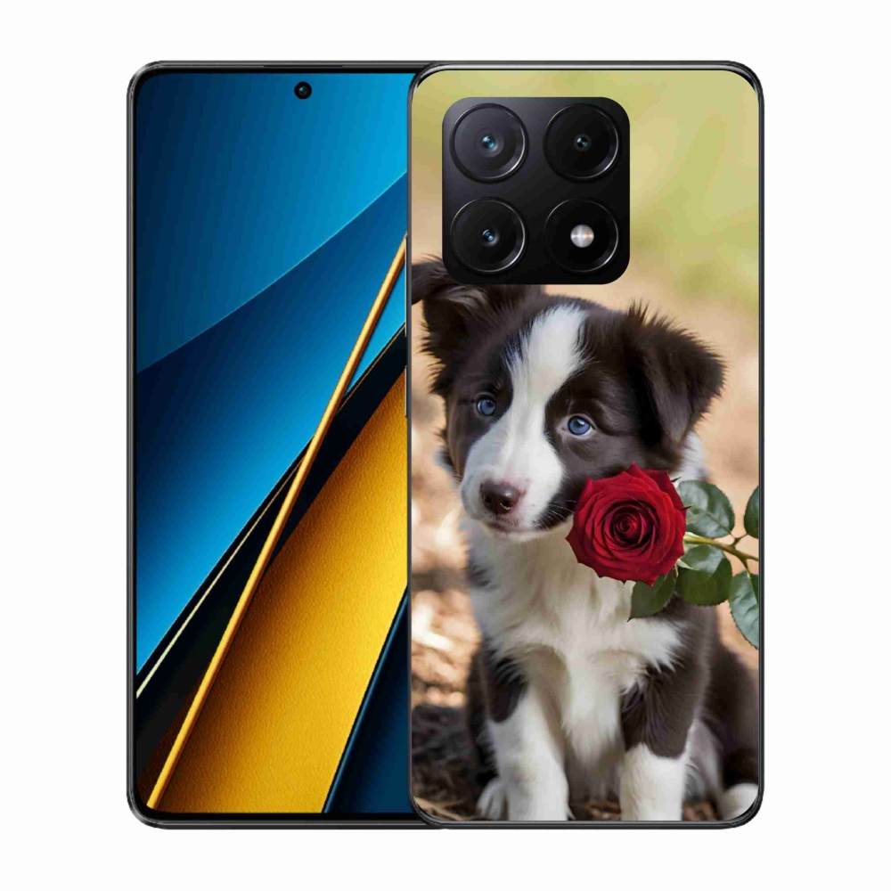 Gélový kryt mmCase na Xiaomi Poco X6 Pro 5G - roztomilá border kólia s ružou