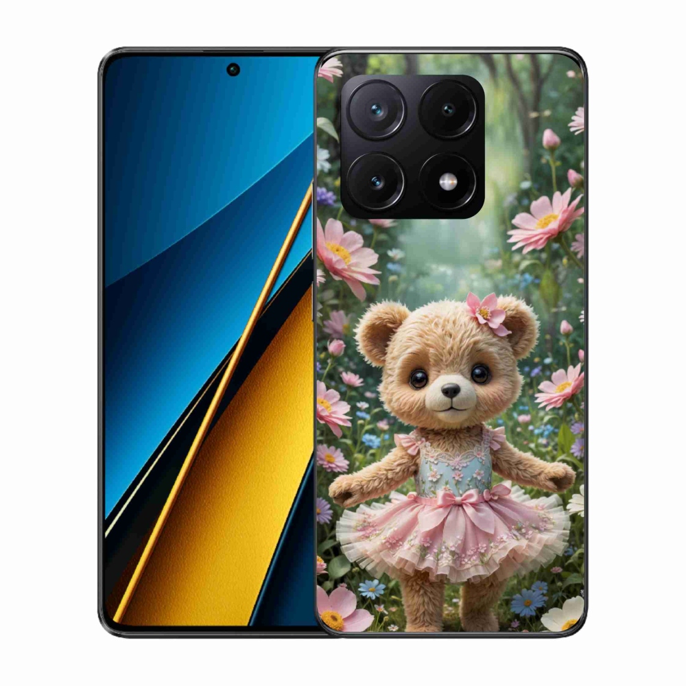 Gélový kryt mmCase na Xiaomi Poco X6 Pro 5G - roztomilý medvedík v kvetoch
