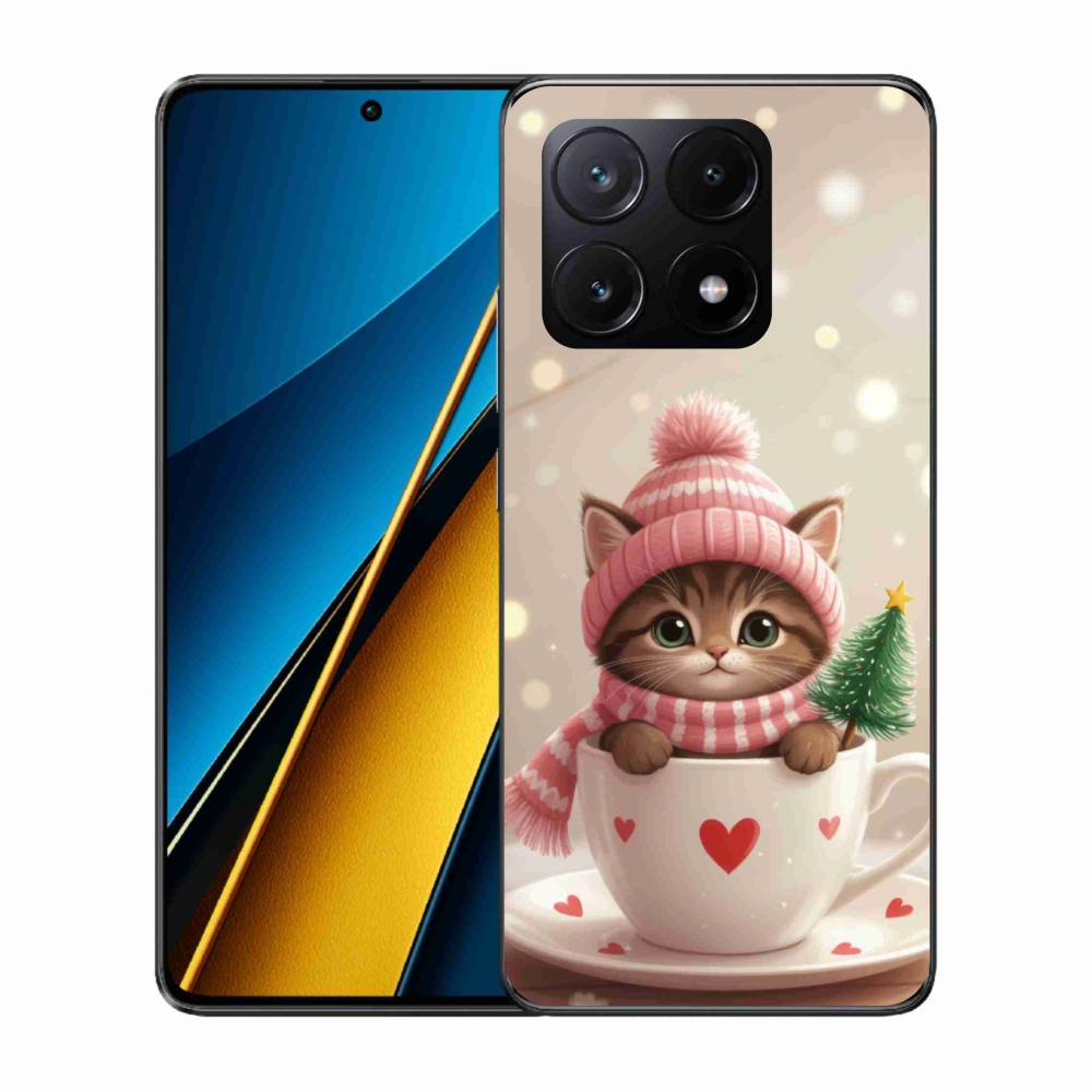 Gélový kryt mmCase na Xiaomi Poco X6 Pro 5G - vianočné mačiatko v hrnčeku