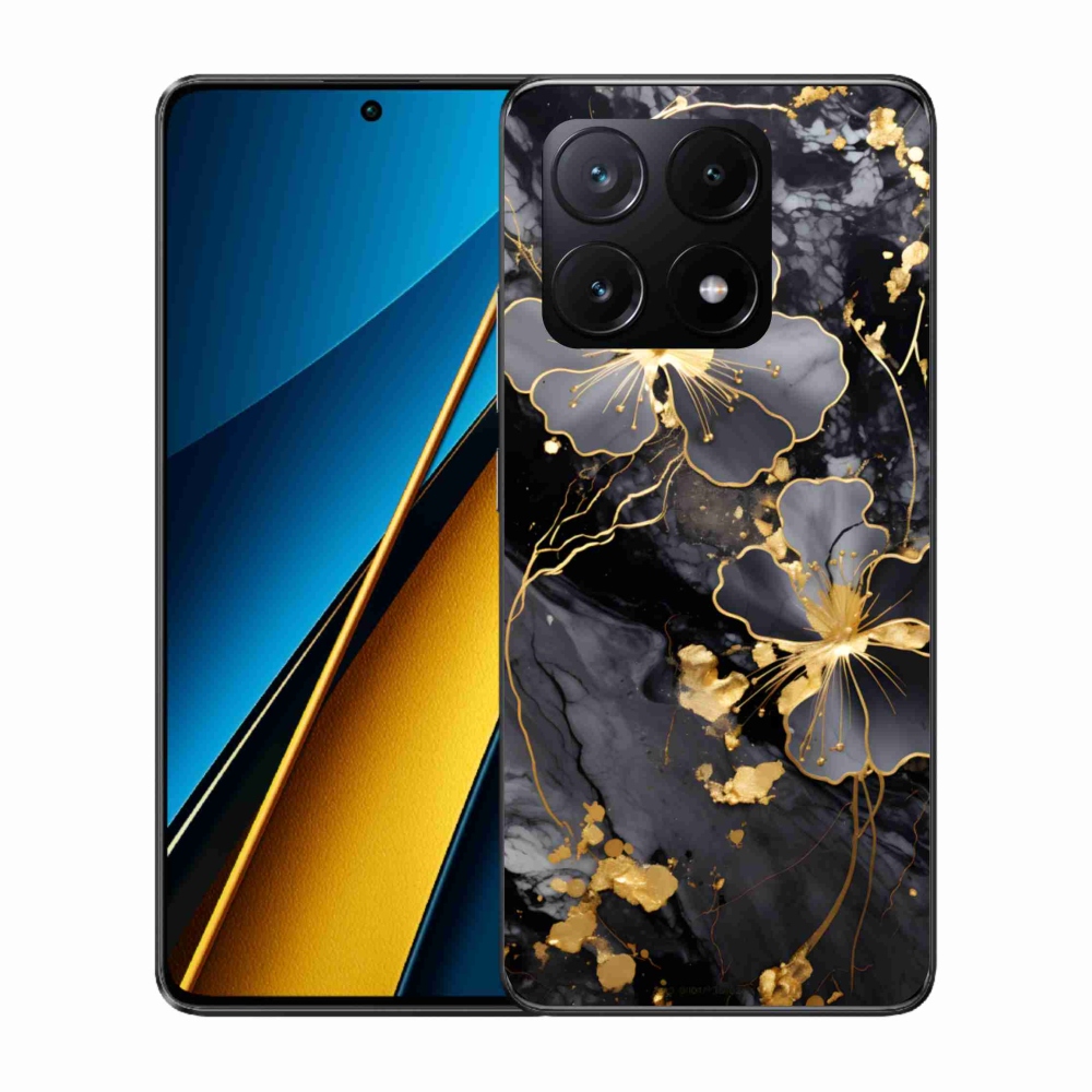 Gélový kryt mmCase na Xiaomi Poco X6 Pro 5G - zlaté kvety