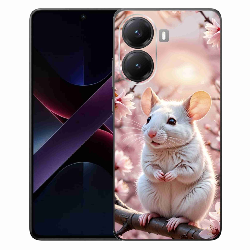 Gélový kryt mmCase na Xiaomi Poco X7 Pro 5G - biela myš na vetve