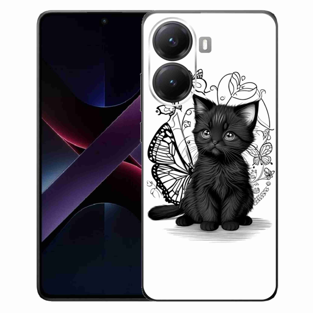 Gélový kryt mmCase na Xiaomi Poco X7 Pro 5G - čierne mačiatko