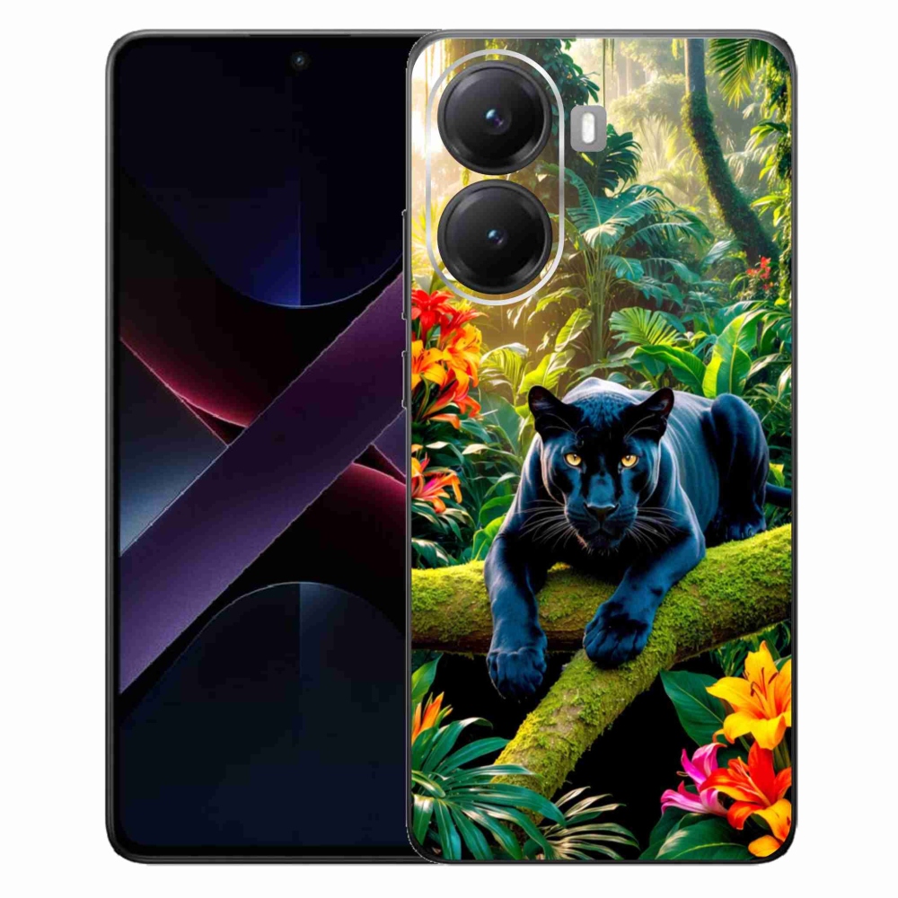 Gélový kryt mmCase na Xiaomi Poco X7 Pro 5G - čierny panter v džungli