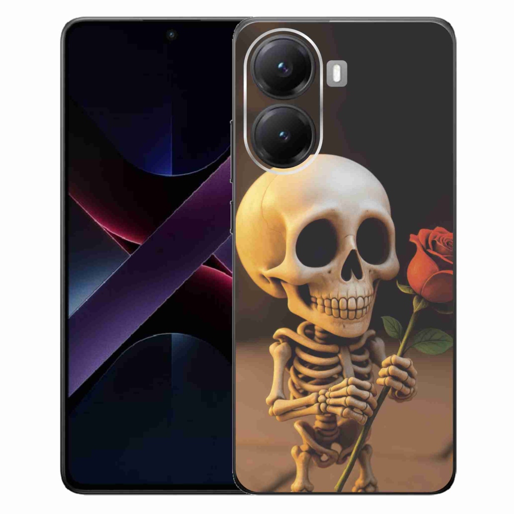 Gélový kryt mmCase na Xiaomi Poco X7 Pro 5G - kostlivec s ružou