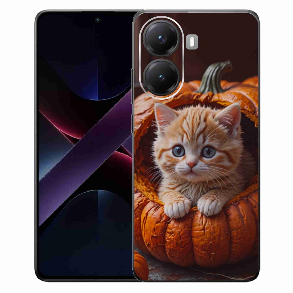 Gélový kryt mmCase na Xiaomi Poco X7 Pro 5G - mačiatko a tekvica 2